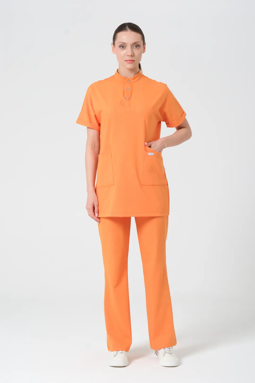 TURUNCU - KLİNİK DESTEK İŞÇİ İSPANYOL PAÇA ALT ÜNİFORMA (ELITE) - 4