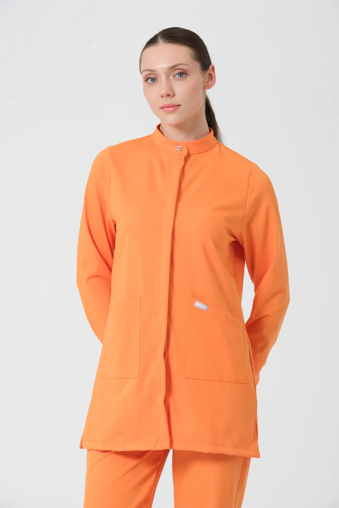 TURUNCU- KLİNİK DESTEK İŞÇİ TESETTÜR  ÜST ÜNİFORMA (ELITE)