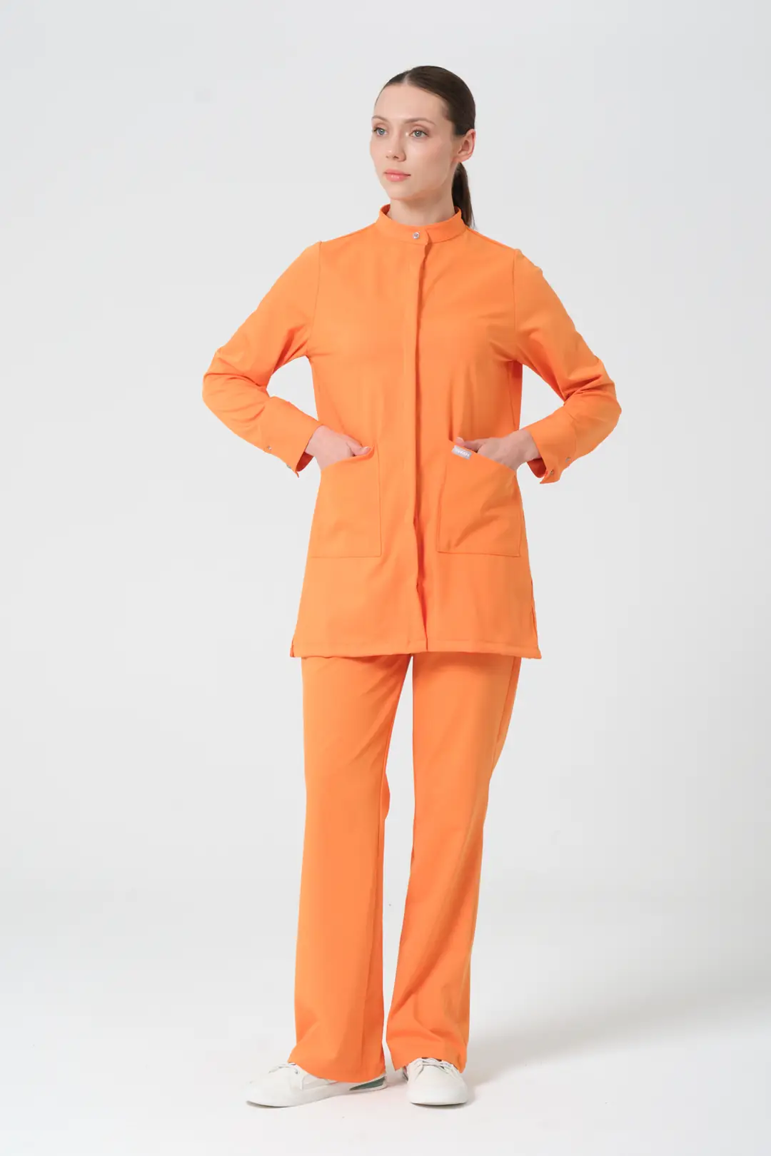TURUNCU- KLİNİK DESTEK İŞÇİ TESETTÜR  ÜST ÜNİFORMA (ELITE) - 4