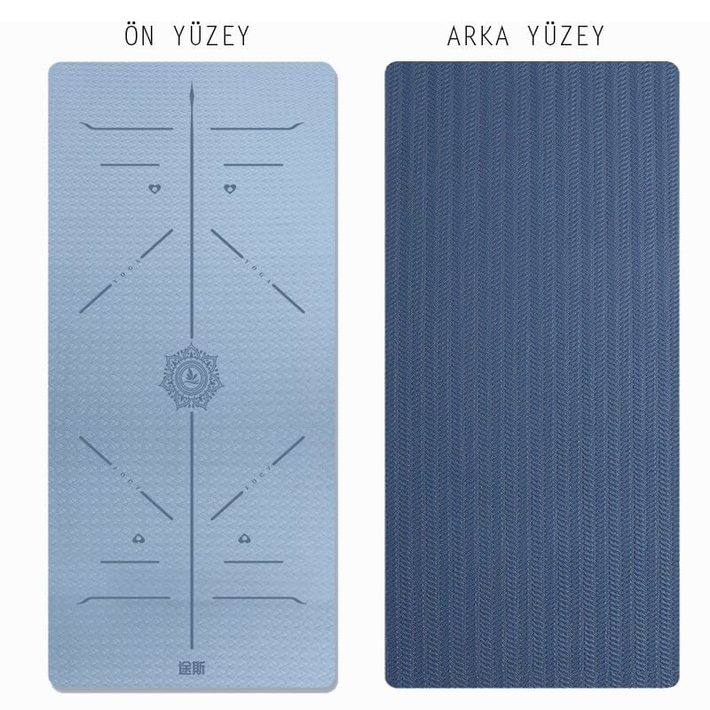 Tusi Yoga Matı ve Pilates Minderi Çift Renk Tpe Gök Mavisi 5mm - 2