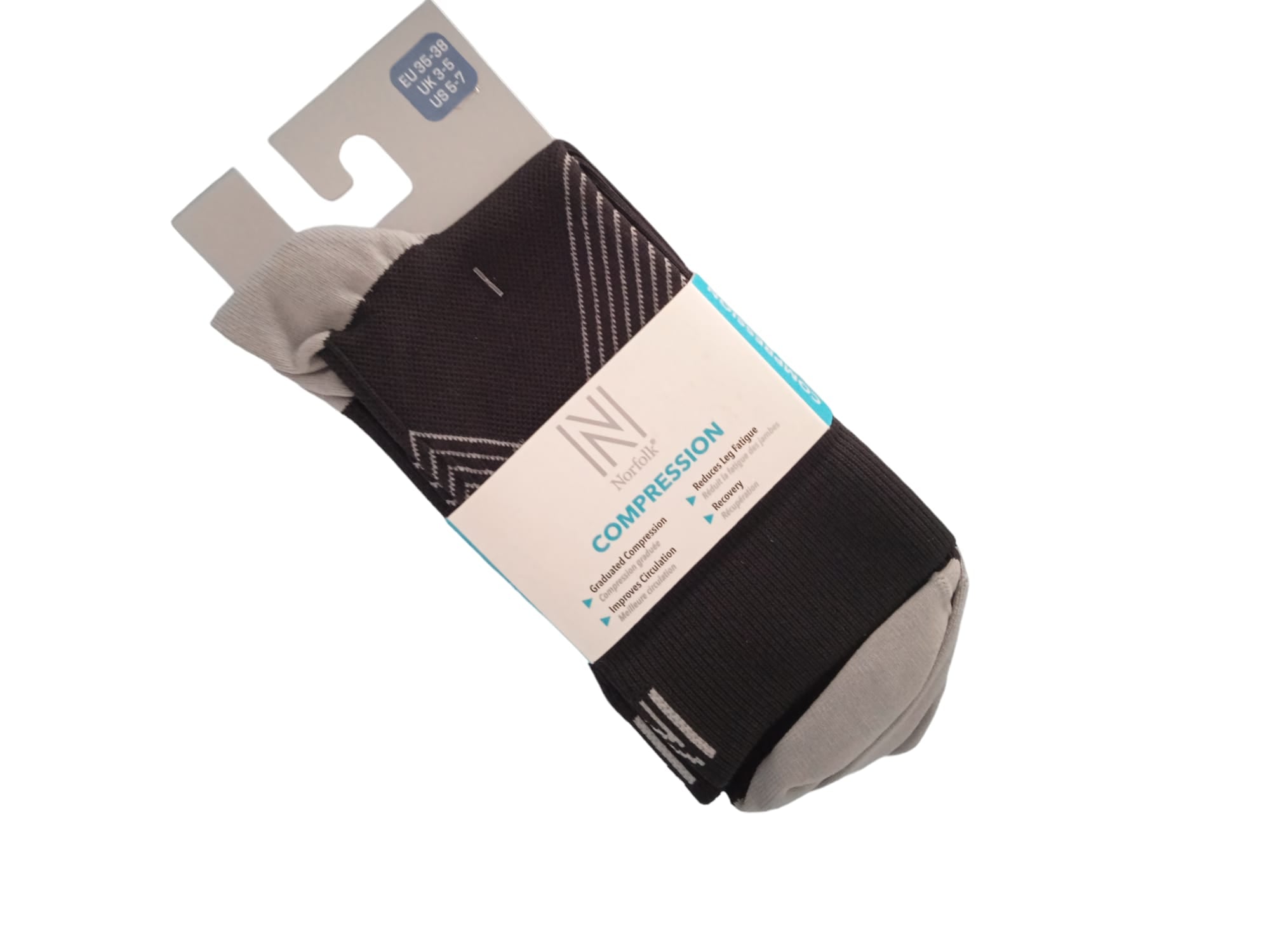 Valencia QTR Compression Profesyonel Koşu Çorapları Siyah/Gri - 3