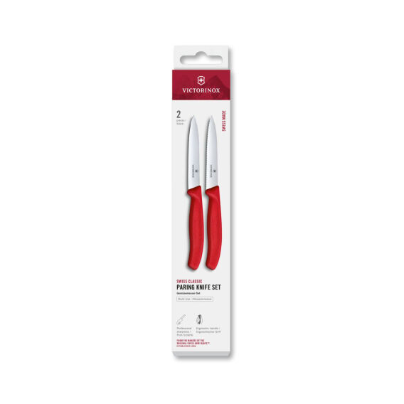 Victorinox 6.7791.2C1 Swiss Classic 2li 10cm Soyma Bıçağı Set, Kırmızı