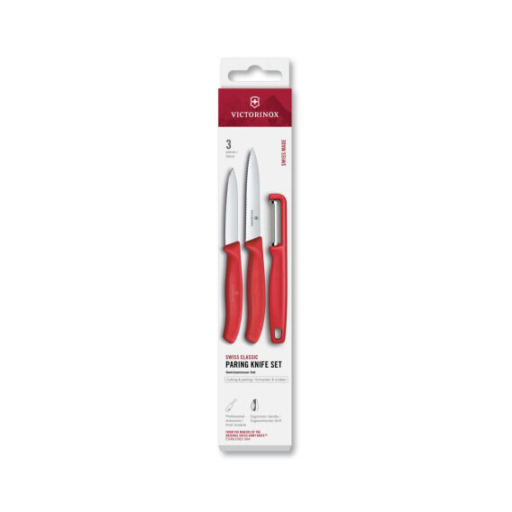 Victorinox 6.7111.33C1 Swiss Classic 3lü Bıçak ve Soyacak Set, Kırmızı