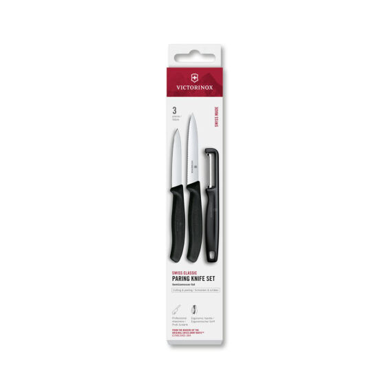 Victorinox 6.7113.33 Swiss Classic 3lü Bıçak ve Soyacak Set, Siyah