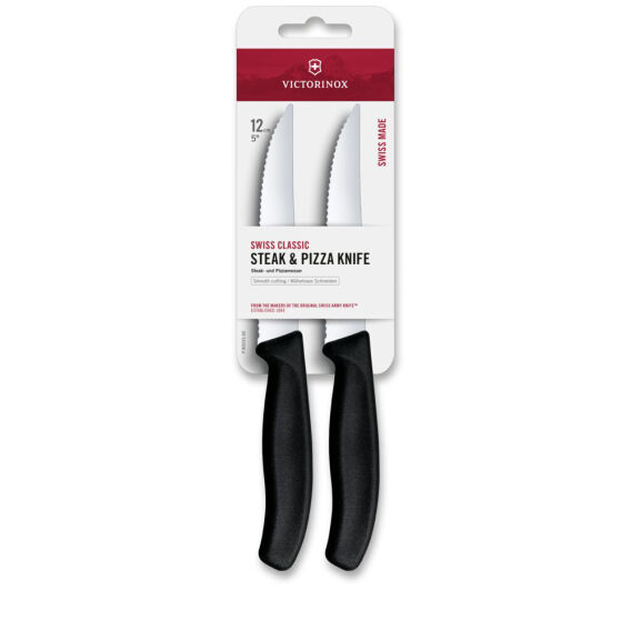 Victorinox 6.7933.2B Swiss Classic 12cm 2'li Tırtıklı Biftek Bıçağı, Siyah