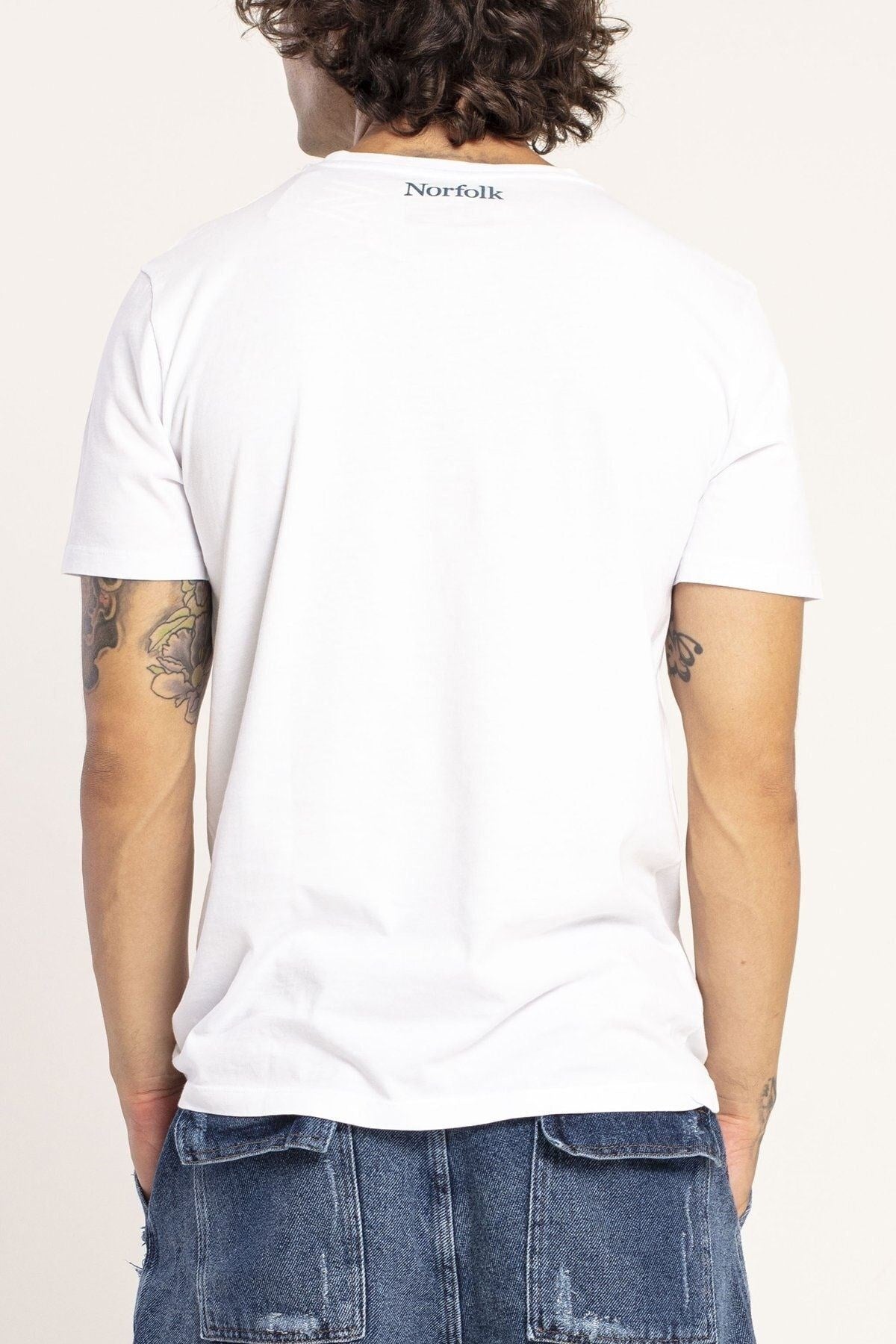 VIGO Erkek %100 Pamuk Oval Kesim Bisiklet Yaka Basic Tişört Beyaz - 4