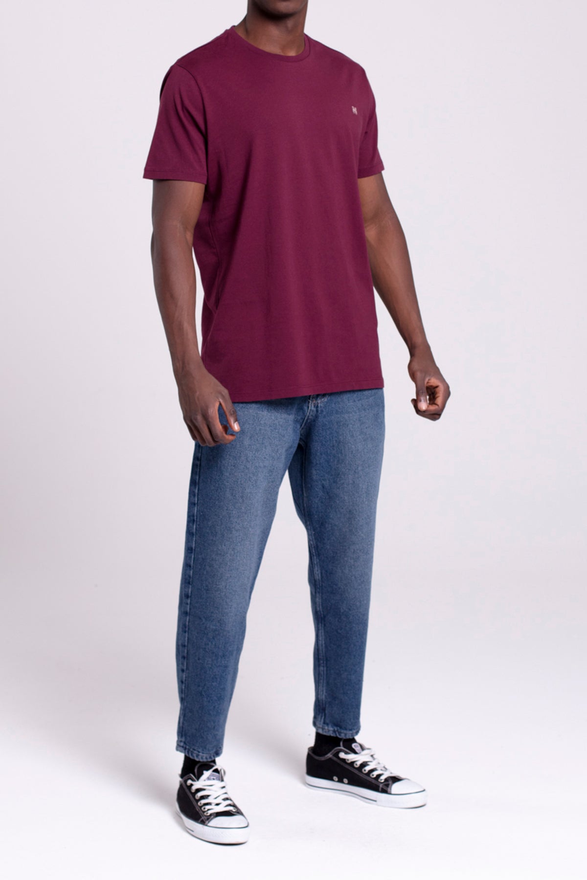 VIGO Erkek %100 Pamuk Oval Kesim Bisiklet Yaka Basic Tişört Bordo - 3