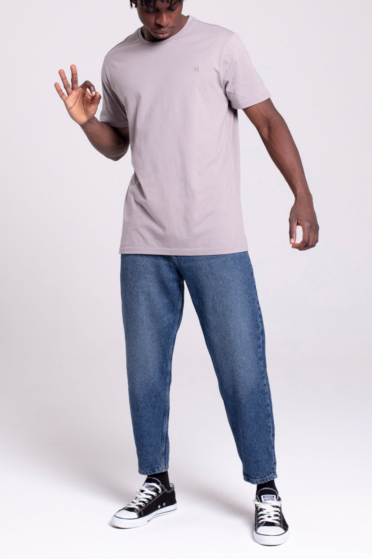 VIGO Erkek %100 Pamuk Oval Kesim Bisiklet Yaka Basic Tişört Gri - 3