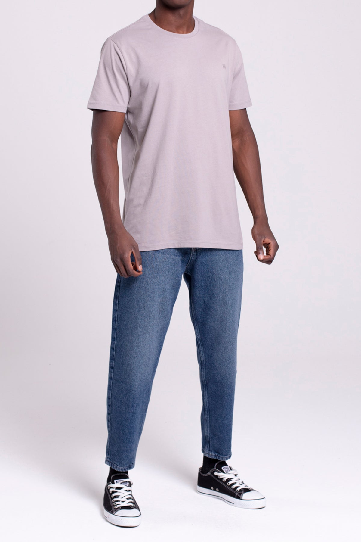 VIGO Erkek %100 Pamuk Oval Kesim Bisiklet Yaka Basic Tişört Gri - 4