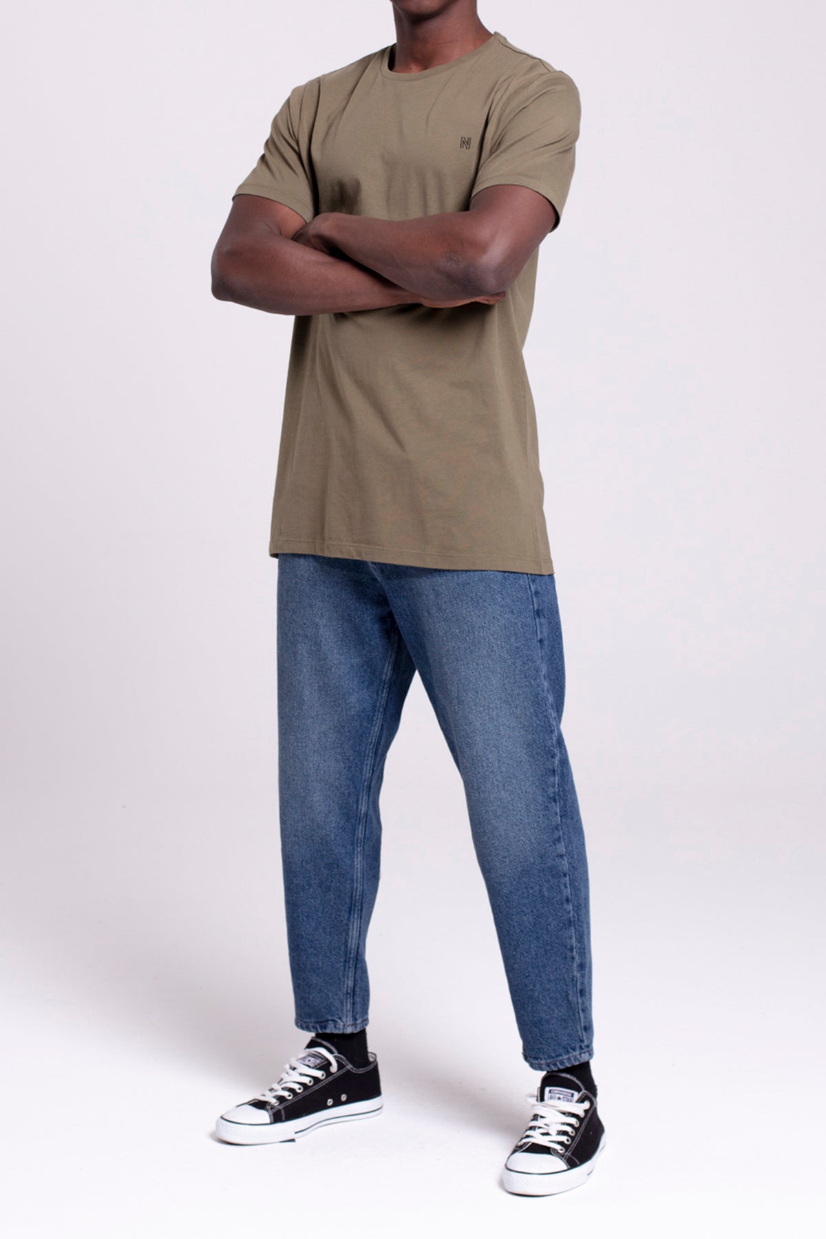 VIGO Erkek %100 Pamuk Oval Kesim Bisiklet Yaka Basic Tişört Haki - 3