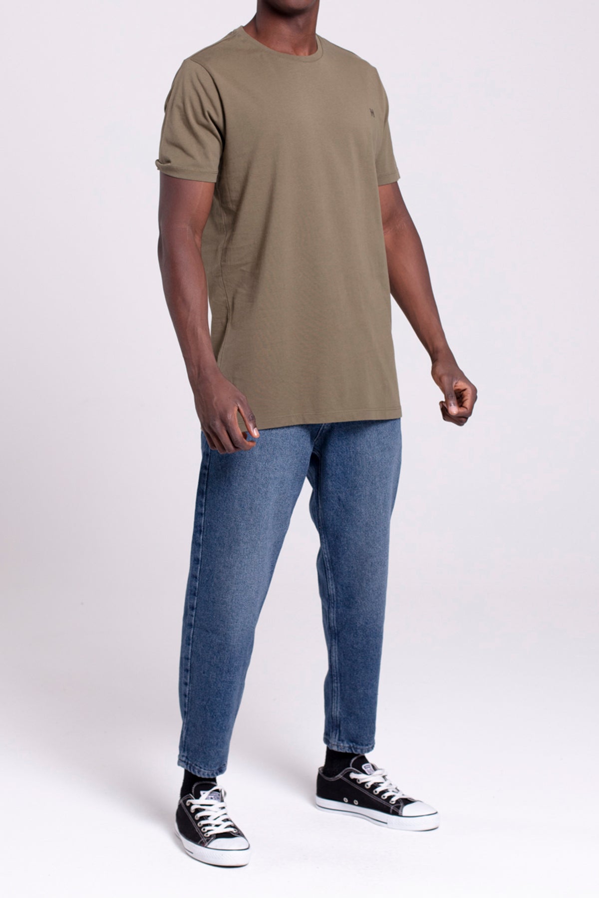 VIGO Erkek %100 Pamuk Oval Kesim Bisiklet Yaka Basic Tişört Haki - 4