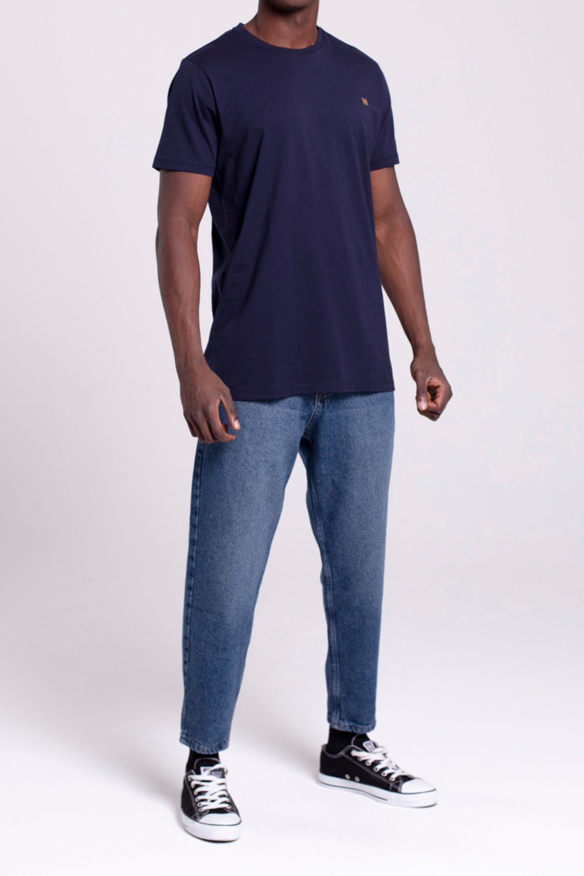 VIGO Erkek %100 Pamuk Oval Kesim Bisiklet Yaka Basic Tişört Lacivert - 3