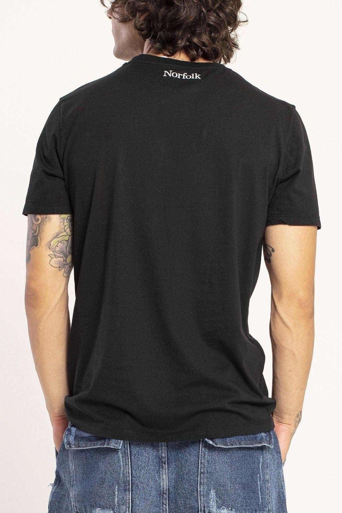 VIGO Erkek %100 Pamuk Oval Kesim Bisiklet Yaka Basic Tişört Siyah - 5