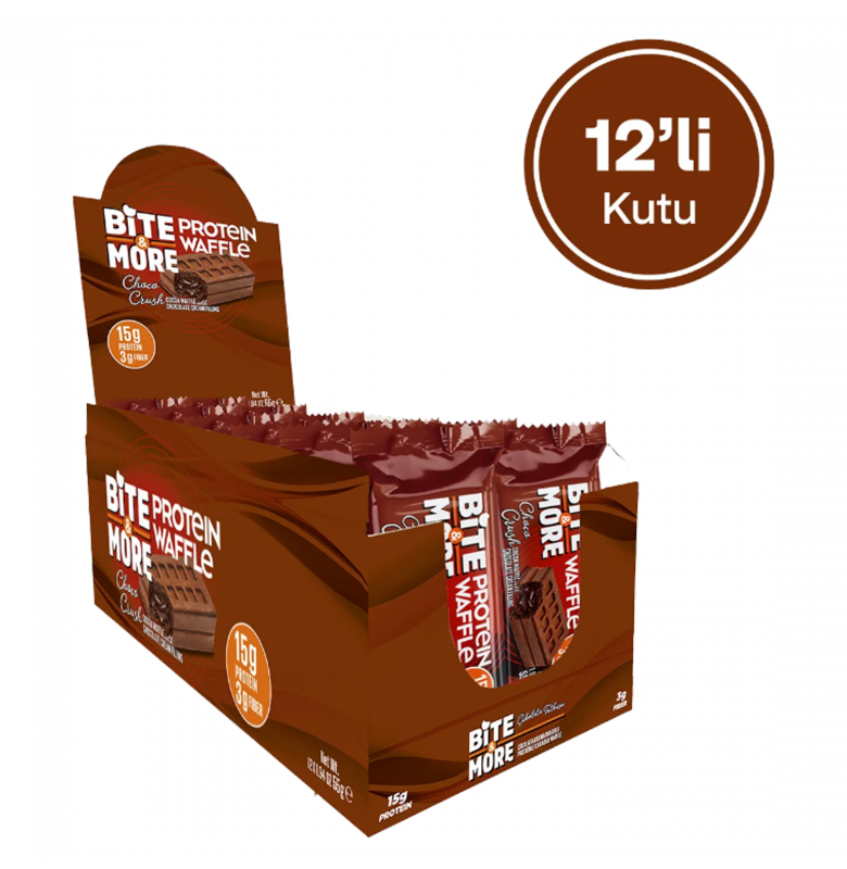 Bite & More Protein Waffle Çikolata 12 Adet x 50 gram