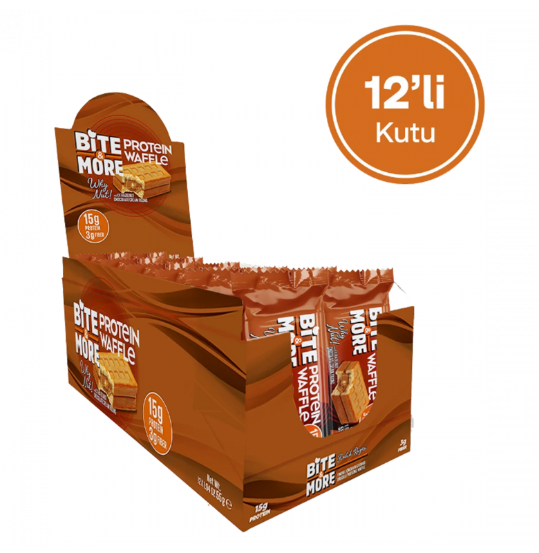 Bite & More Protein Waffle Fındık 12 Adet x 55 Gram