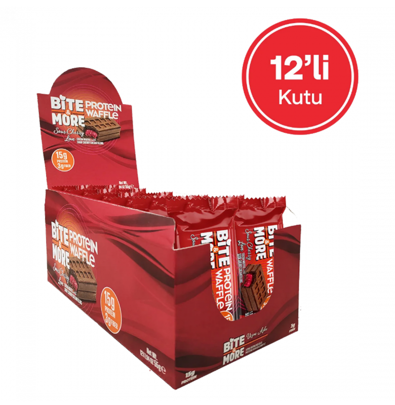 Bite & More Protein Waffle Vişne 12 Adet x 55 Gram