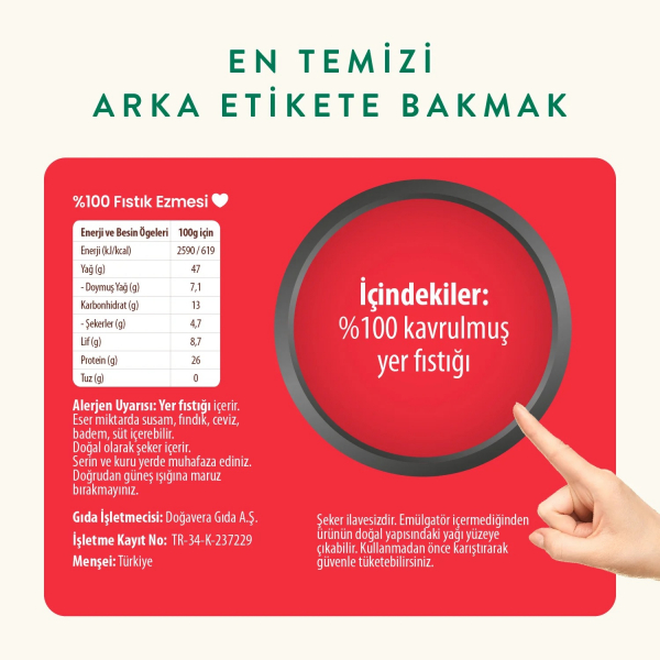 Wefood Fıstık Ezmesi %100 Sade  300 gr - 8