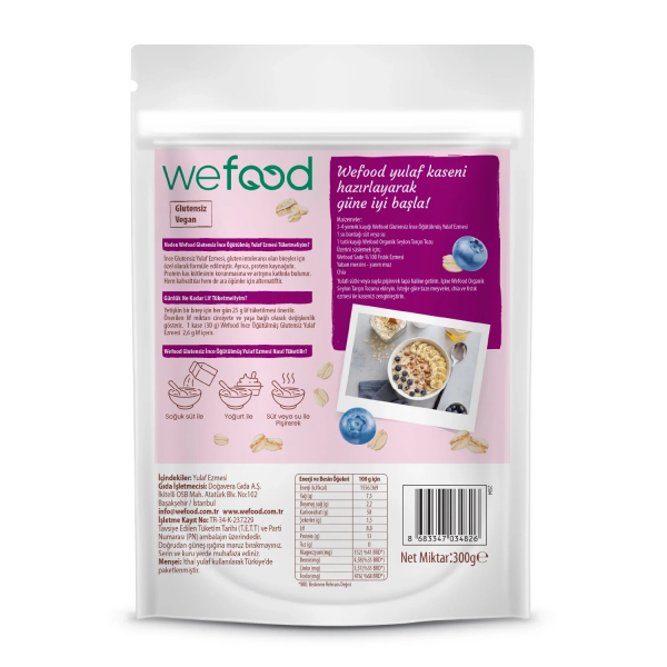 Wefood İnce Öğütülmüş Glutensiz Yulaf Ezmesi  300 gr - 3