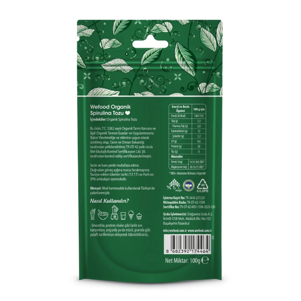 Wefood Organik Spirulina Tozu  100 gr - 6