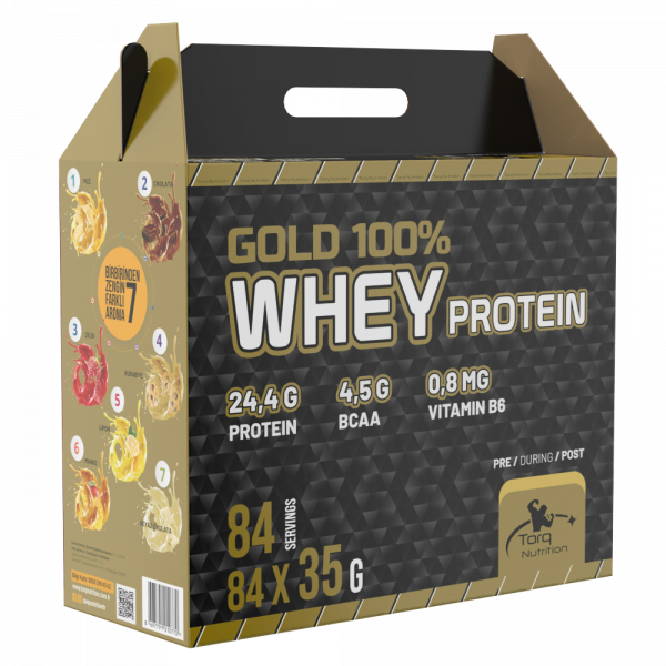 GOLD %100 Whey Protein Tozu 35 G X 84 Saşe 7 Aroma Seçeneği