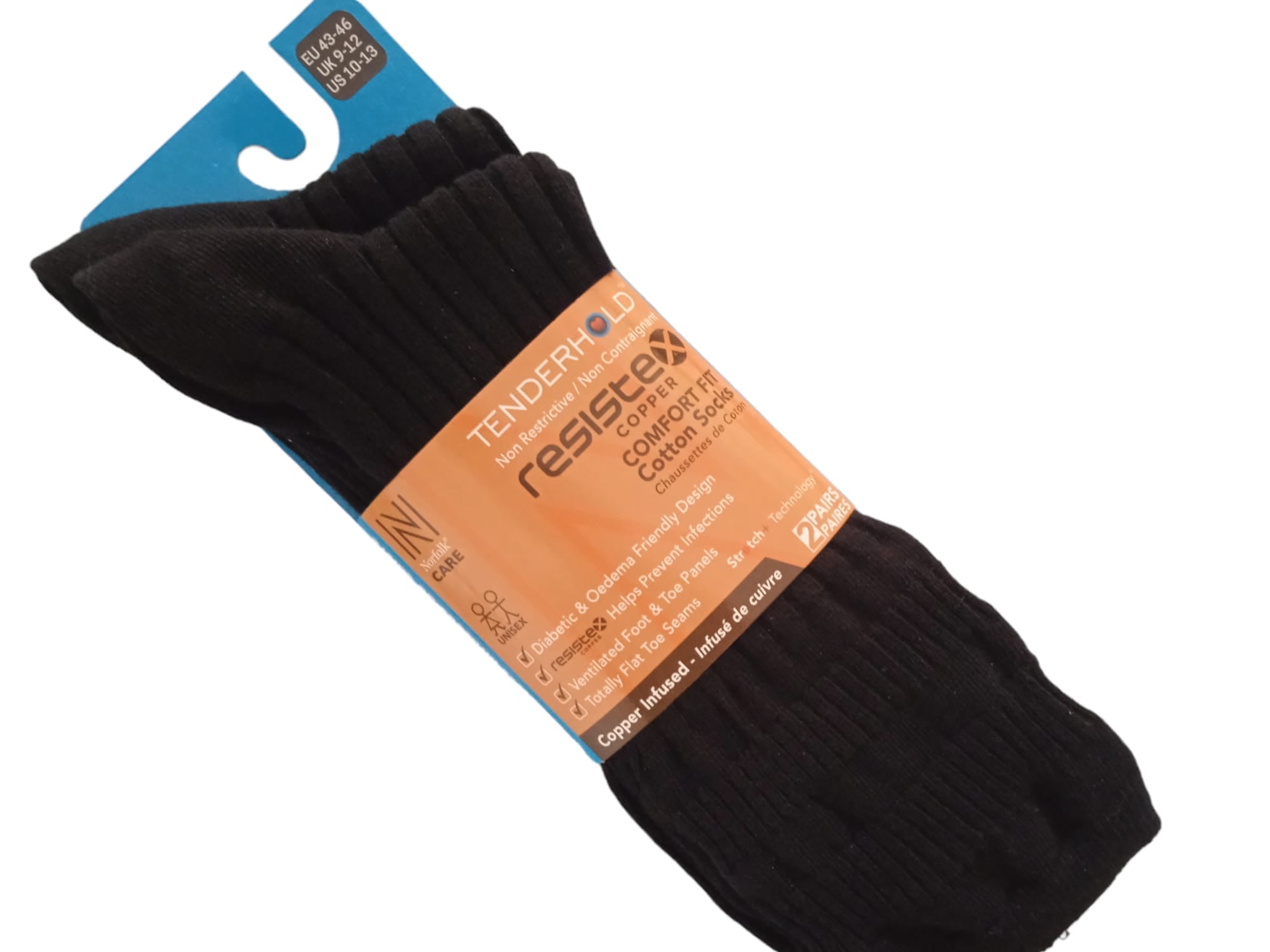 WICKLOW Resistex Bakır İnfüzyonlu Comfort Fit Pamuklu Diyabetik Çorap 2'li Paket Siyah - 3