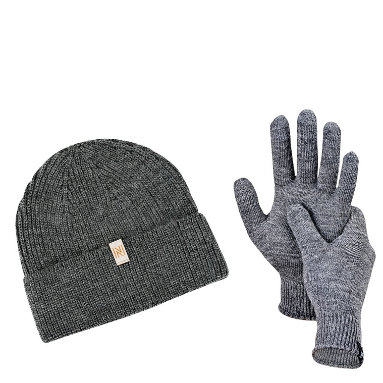 Winter Set %70 Merino Yünü Termal Bere ve Eldiven 2'li Kış Seti - Gri - 5