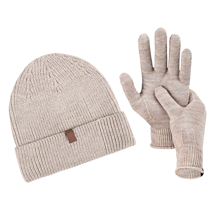 Winter Set %70 Merino Yünü Termal Bere ve Eldiven 2'li Kış Seti - Krem - 3