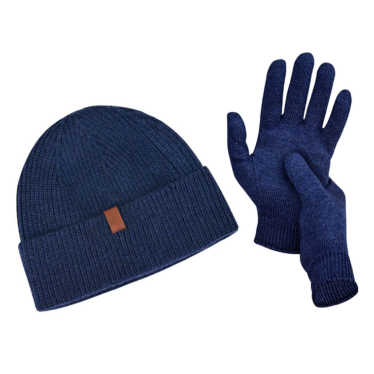 Winter Set %70 Merino Yünü Termal Bere ve Eldiven 2'li Kış Seti - Lacivert - 4