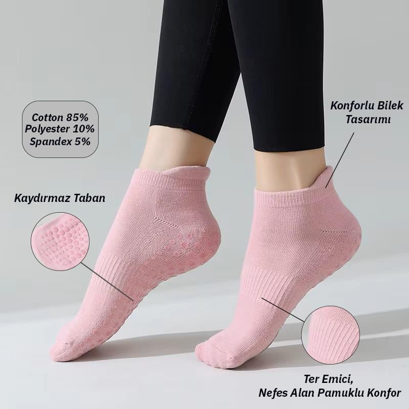 XTR Fitness Kısa Yoga ve Pilates Çorabı 3'lü Set - 3