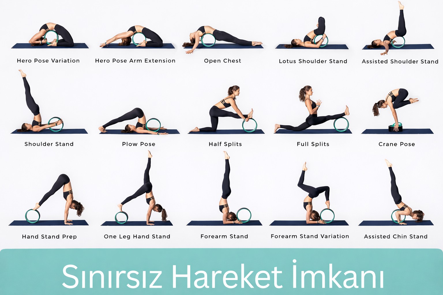 Yeni Nesil Yoga Wheel Kaymaz Yumuşak Yüzey Pilates Fitness Çemberi Esneme Sırt Açma Egzersiz Aleti - 6