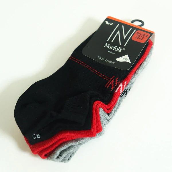 Yogi Pamuklu Günlük Konforlu Çocuk Çorabı 3'lü Paket Siyah/Kırmızı/Gri - 3