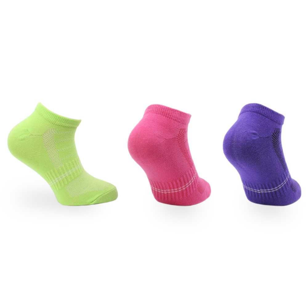 Yogi Pamuklu Günlük Konforlu Çocuk Çorabı 3'lü Paket Yeşil/Pembe/Mor