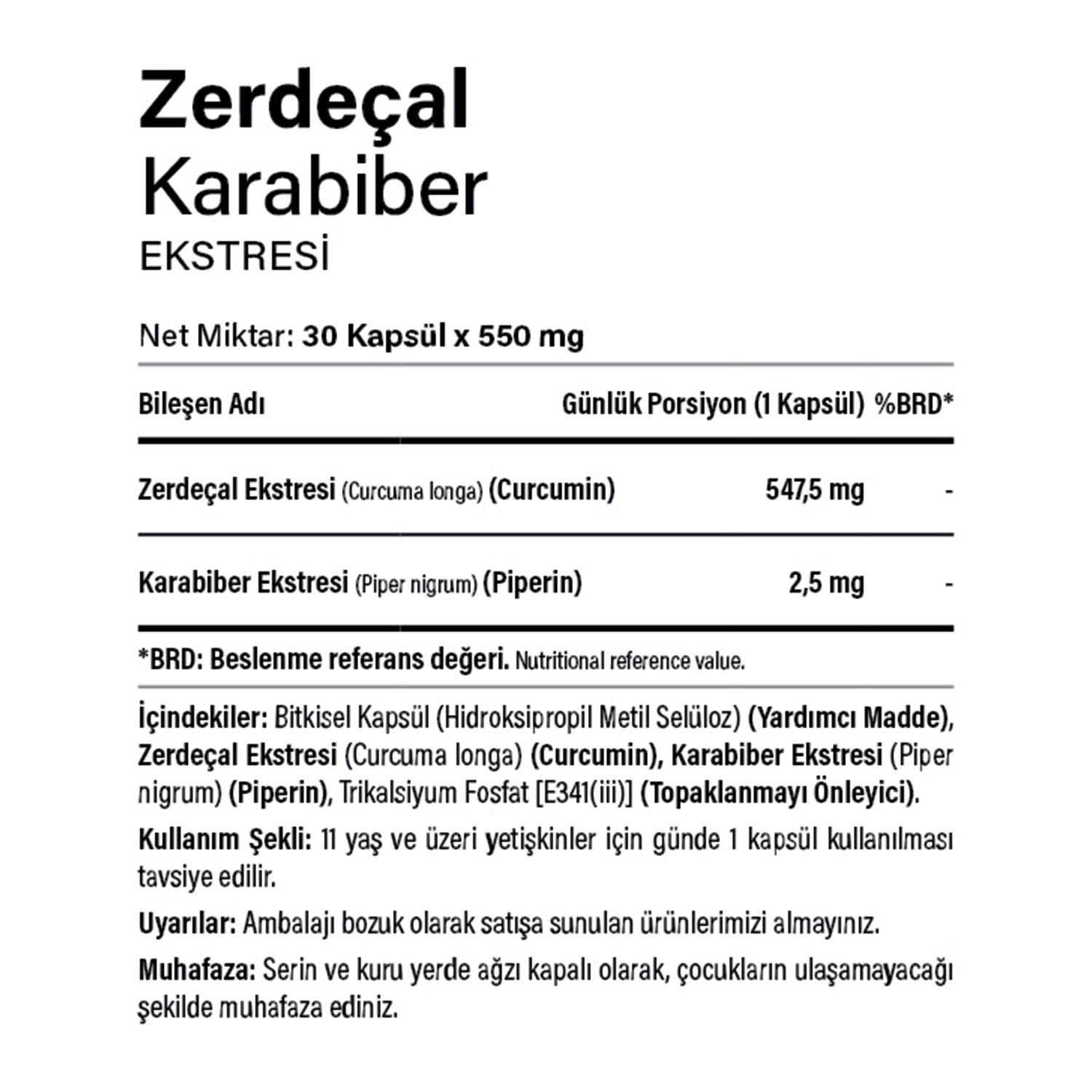 Zerdeçal (Curcumin) Karabiber (Piperin) Ekstresi 30 Kapsül - 2