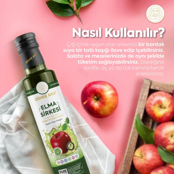 Zühre Ana Elma Sirkesi Doğal Fermantasyon  500 ml - 3